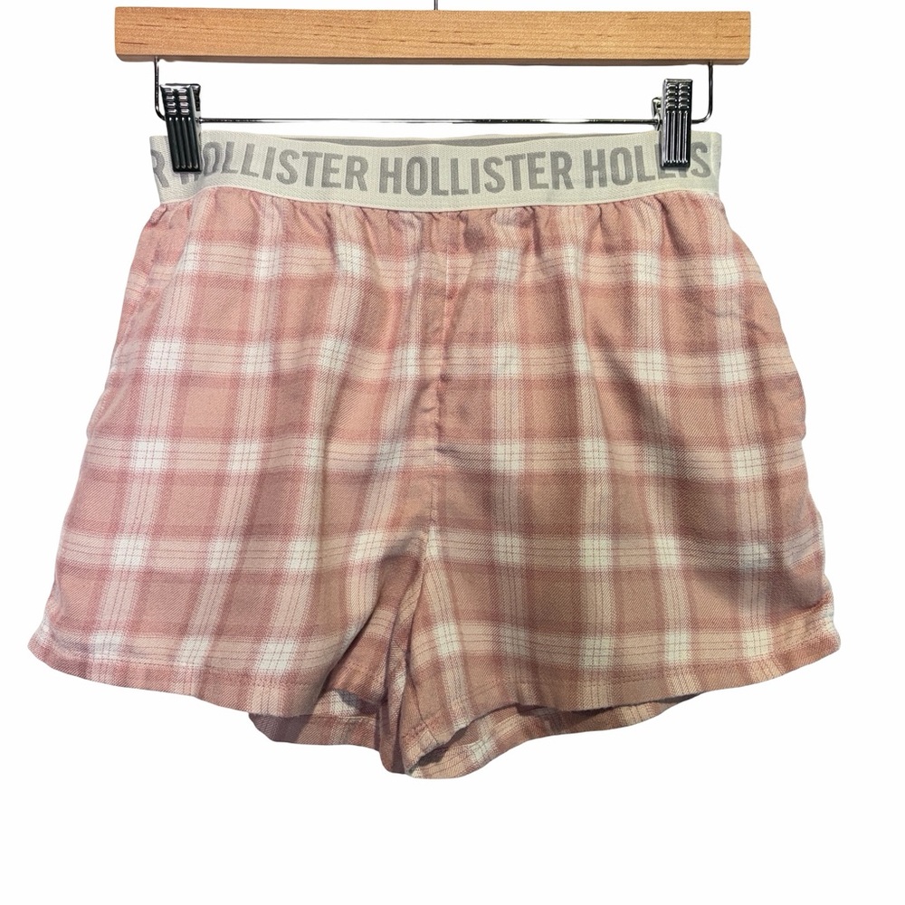 Hollister Flannel Boxer Shorts in Pink Plaid, Size XS